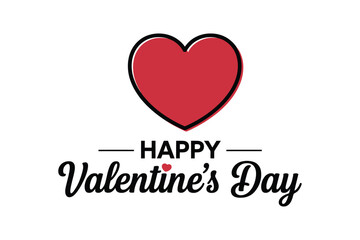 Happy Valentines Day greeting with red heart and elegant typography offering love and affection with space for creative designs and romantic themes