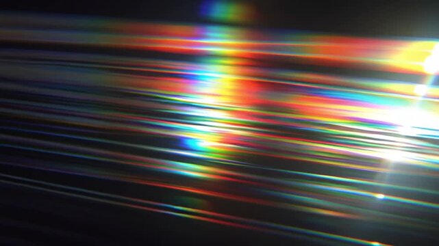 prism light spectrum burn, rainbow-colored glass streaks, fast dynamic transitions, high energy, chromatic aberration, VHS-inspired lens flares, surreal motion blur 4k video