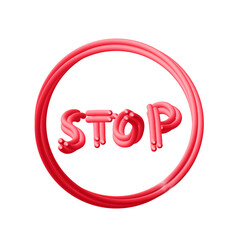  Red Circle STOP Hand-Drawn Sign