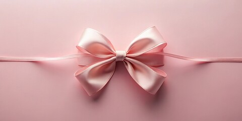 A Delicate Pink Satin Ribbon Bow on a Soft Pink Background, Perfect for Elegant Designs and Festive Occasions