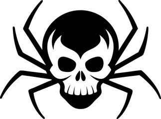 Halloween Skull with Spider Crawling on Top Vector