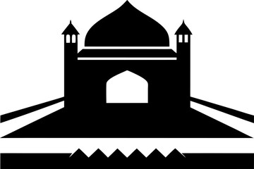 Islamic Holy Site on Salah Mat Silhouette