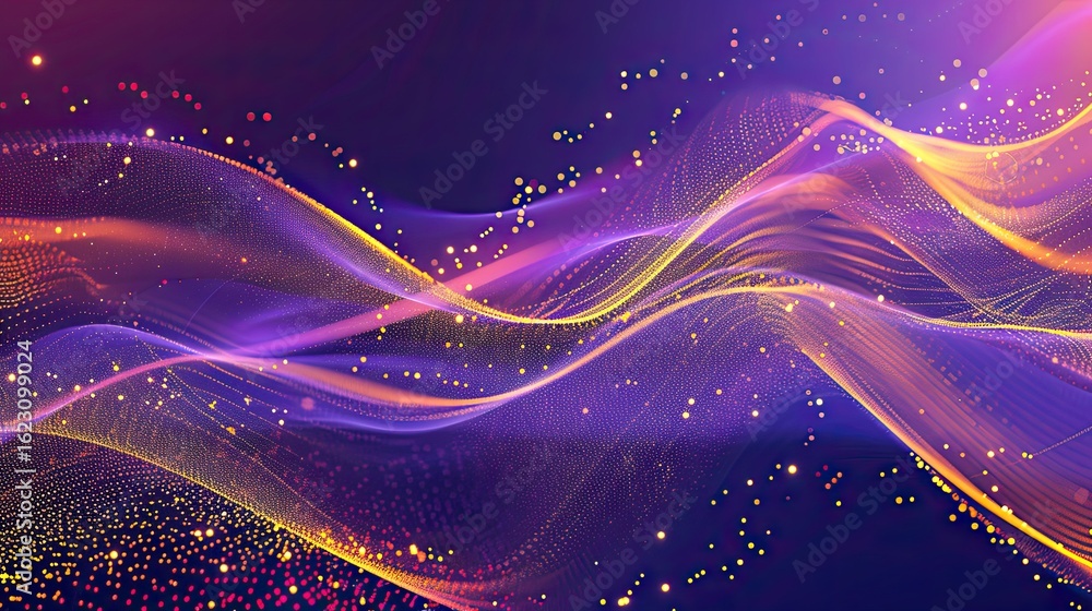 Poster abstract waves of light and color create a dynamic, vibrant visual effect.