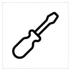 Simple outline icon of a screwdriver on a white background