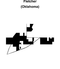 Fletcher (Oklahoma) blank outline map