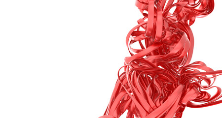 Stunning abstract image of red ribbons swirling. Perfect for modern designs, backgrounds, and presentations.