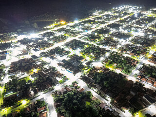 Itaja, Goias, Brazil - 05 02 2024: small town of Itaja in the interior of Goias during the night