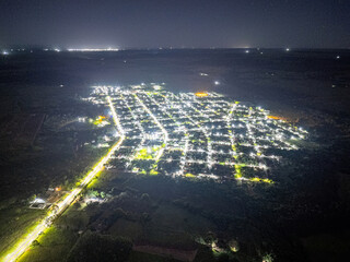 Itaja, Goias, Brazil - 05 02 2024: small town of Itaja in the interior of Goias during the night