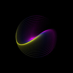 Perspectives of soul geometry abstraction with a glowing blue fractal line pattern and futuristic digital light waves. luminous, wave, backdrop, color, shape, ball, glow, tunnel, curve