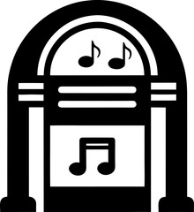 Simple Jukebox with Music Notes Silhouette Vector