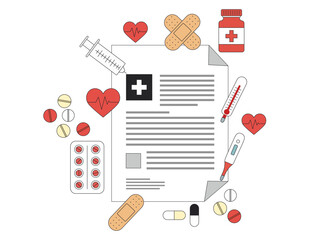 detailed arrangement medical lab samples clipboard featuring patient information thermometer highlighting crucial elements health assessments
