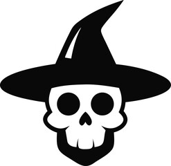 Skeleton Head in Pointed Hat Halloween Icon