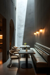 Elegant Restaurant Interior with Warm Lighting and Modern Design
