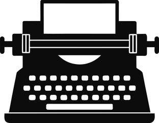 Typewriter Front View Minimalist Silhouette Vector