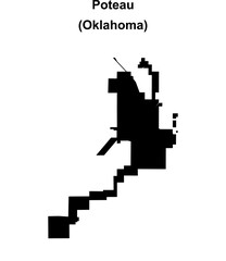 Poteau (Oklahoma) blank outline map