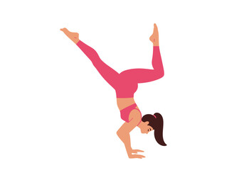 Balance in Motion Yoga Handstand Pose in Pink Outfit