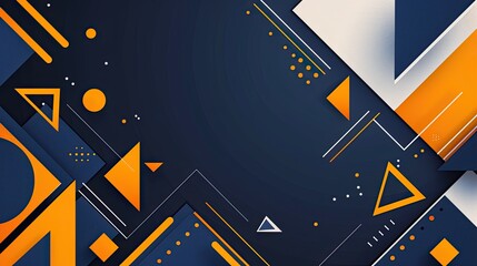 Abstract geometric design featuring blue and orange shapes and lines for modern visuals.