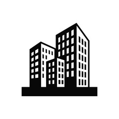 Fototapeta premium Black and white building icon representing urban city skyline