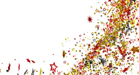 Festive background with red and gold stars confetti. Perfect for celebrations, holidays, and party invitations.