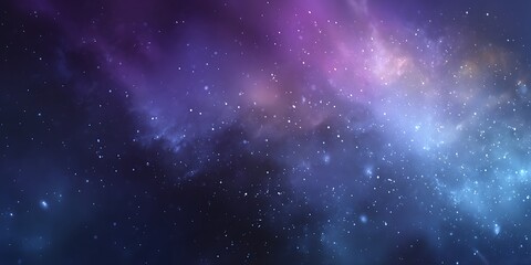 Naklejka premium A vibrant purple and blue nebula glows with countless stars in deep space