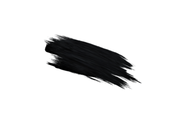Black ink brush strokes isolated on a transparent background in PNG format.
