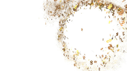 Stunning abstract background with swirling gold dollar signs. Perfect for finance, wealth, and money concepts.