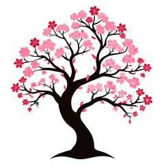 Obraz premium yoshino cherry silhouette vector illustration on white background