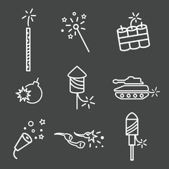 Fireworks and Independence Day with Icon Set