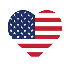 USA Flag Heart with Stars Stripes in a Heart Shape