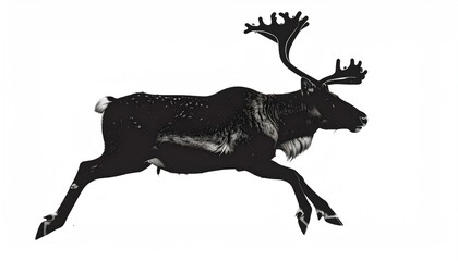 Silhouette of a running reindeer (1)