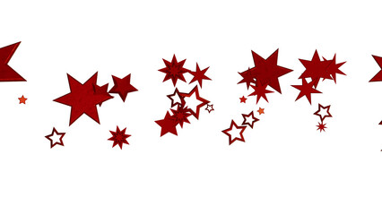 Image of red stars scattered on a white background. Perfect for celebration, festive, or holiday designs.