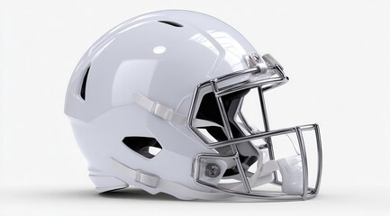 Fototapeta premium Vibrant photo of clean white american football helmet with silver facemask.