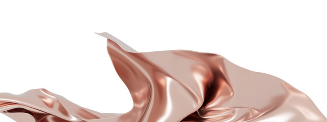 High-quality image of rose gold fabric flowing gracefully. Perfect for luxury, beauty, fashion, and...