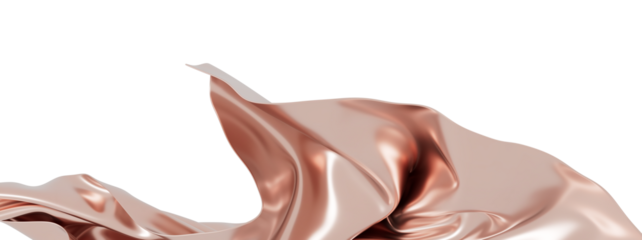 High-quality image of rose gold fabric flowing gracefully. Perfect for luxury, beauty, fashion, and elegant designs.