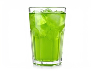 Refreshing green drink with ice