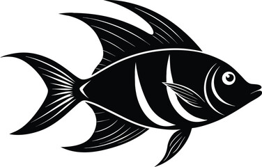 Fototapeta premium Tropical Fish Silhouette Vector Icon – Exotic Sea Life Design in Black.