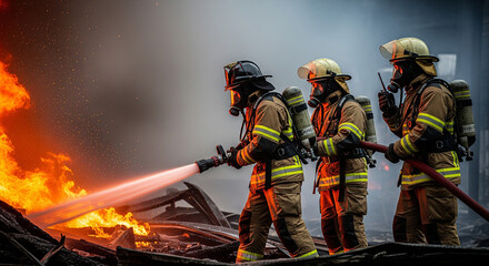 Firefighters extinguishing a fire
