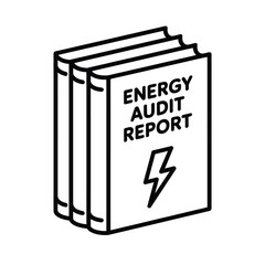 Energy Audit Report Stack of Books with Lightning Bolt Icon