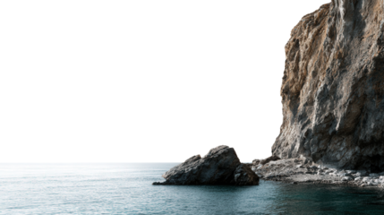 Coastal Cliff with Ocean View background isolated on a Transparent background, PNG file.