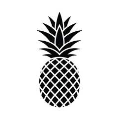 Simple Black and White Pineapple Illustration for Summer and Tropical Themes