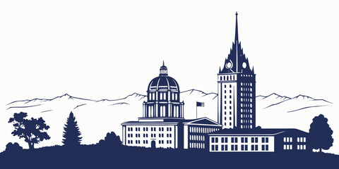 Pacific Southwest Building, Fresno City Hall - Downtown Vector