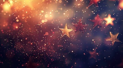 A dreamy background featuring shimmering stars and bokeh lights.