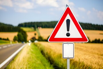 Exclamation Mark Traffic Sign Countryside