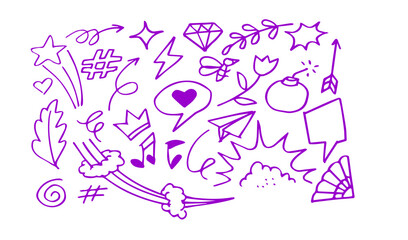  Sketch element line set. Abstract nature element decoration graphic icon set. Sketch hand drawn line element for brush, abstract decoration design. Vector illustration