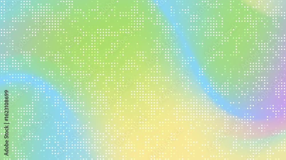 Poster abstract animated background featuring soft pastel gradients with glowing dotted circle patterns, cr