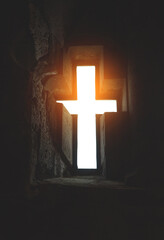 Cross inside a church. Religion