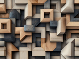 A repeating three-dimensional cube pattern in a slightly darker neutral color palette. The geometric design emphasizes symmetry and depth, making it suitable for graphic projects, textile prints, and 