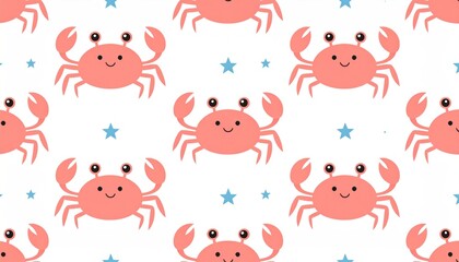 Fototapeta premium Cute crab pattern on white