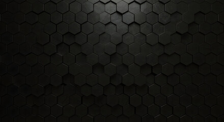 Sleek dark hexagon pattern background ideal for modern technology and industrial designs, perfect for websites and presentations.