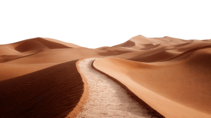 Desert Pathway with Sand Dunes background isolated on a Transparent background, PNG file.